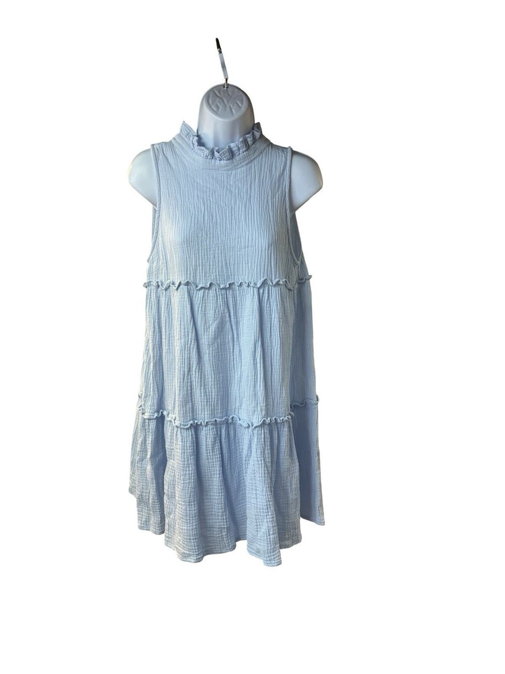 Pomander Place by Tuckernuck Blue Lightweight Gauze Morgan Mini Dress Sz M